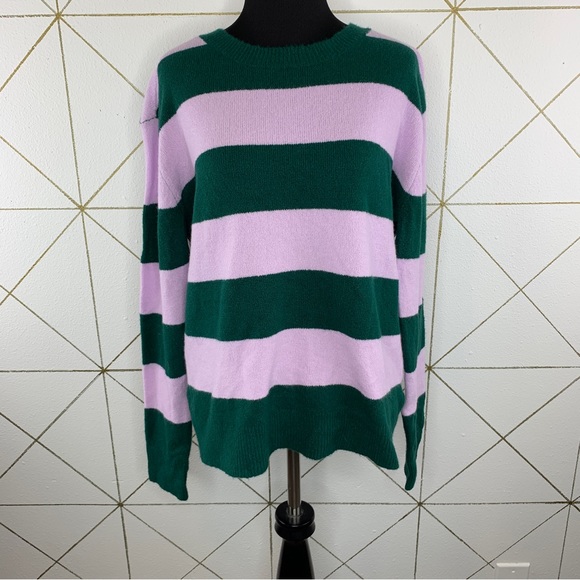 Halogen X Atlantic- Pacific NWT Striped Bow Back Long Sleeve Sweater Size Medium